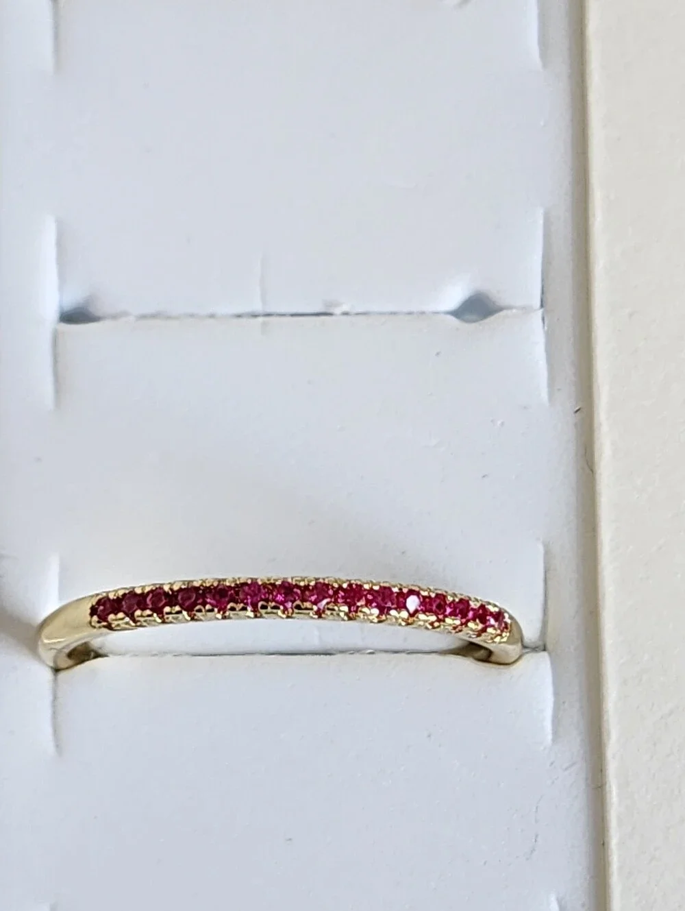 Pink Violet CZ Gold Plated Stacking Ring Dainty Band Size 6 - Picture 2 of 6